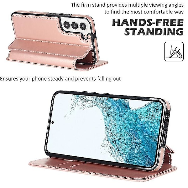 För Samsung Galaxy S22 5g Knight magnetiskt phone case Rose Gold