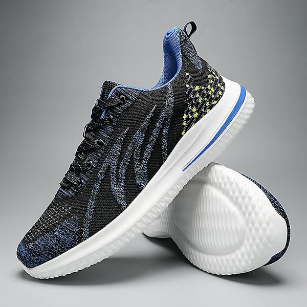 Herr Fly Weaving Sneakers Andas löparskor Mode Sportskor 3A706 BlackBlue 41