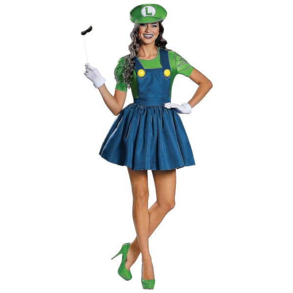 Luigi Super Mario Nintendo The Plumber Game Cartoon Women Costume_s green M