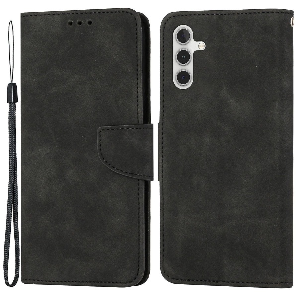 För Samsung Galaxy A14 5g Phone case Magnetstängningsställ Flip Enfärgad Pu-läder skyddande cover Black