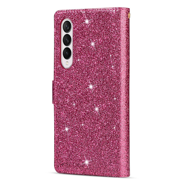 Glitter Zipper Case för Samsung Galaxy Z Fold 4 Red gold
