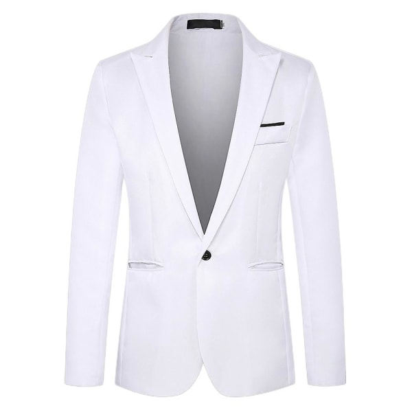 Formell kavajjacka för affärskostym med en knapp för män White XL