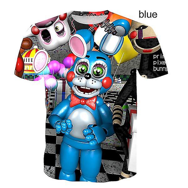 Ny design T-shirt med 3d print för barn Five Nights At Freddy's 3d T-shirt Pojkar Flickor Kortärmade T-shirts 100-160 Cm Blue 150 cm