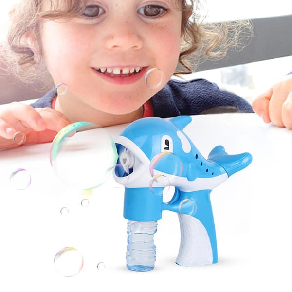 Sommar Dolphin Bubble Machine Automatisk bubbelblåsare leksaker för barn Vuxna utomhusstrand (blå) null none