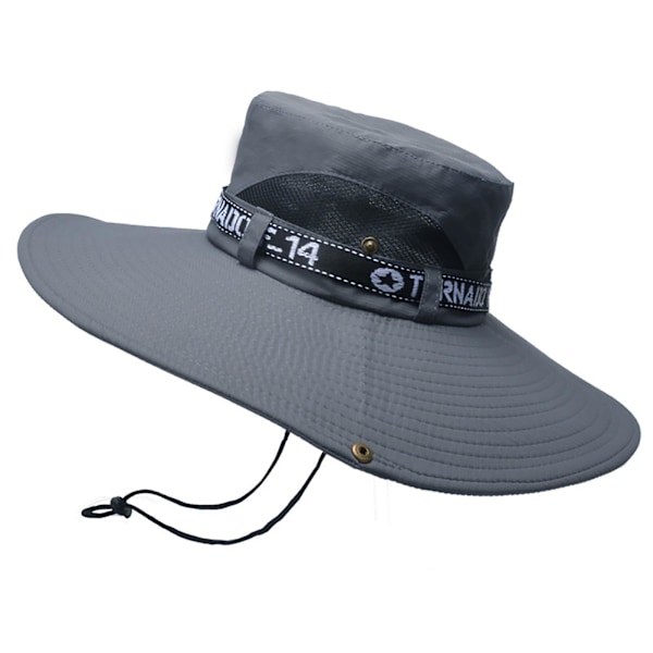 Fiskehatt Andas bomull Polyester Stor brättad solhatt för män Sommar bergsklättring Dark Grey