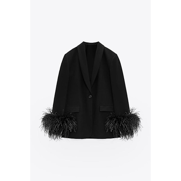 Kvinnors långärmad kavaj med öppen front för casual kontorsjacka black XS