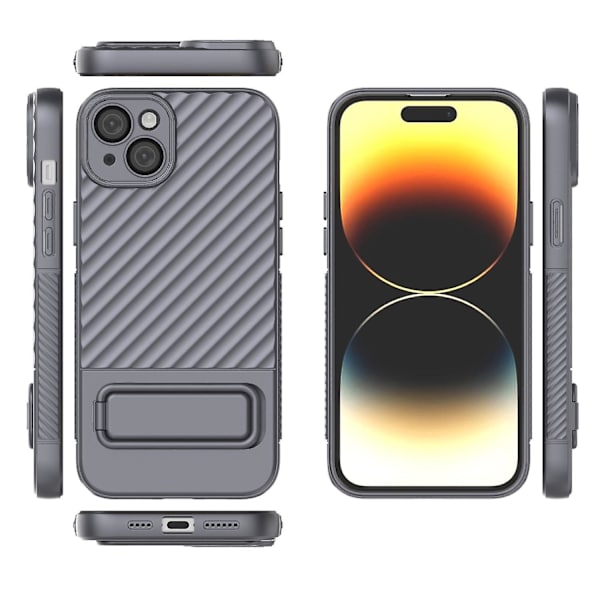 Wavy Texture TPU- case för iPhone 15 Plus Grey
