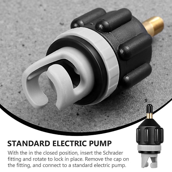 3st uppblåsbar båt Sup Pump Adapter Standard Schrader Air Pump Air Adapter Black 7.8X3.4CM