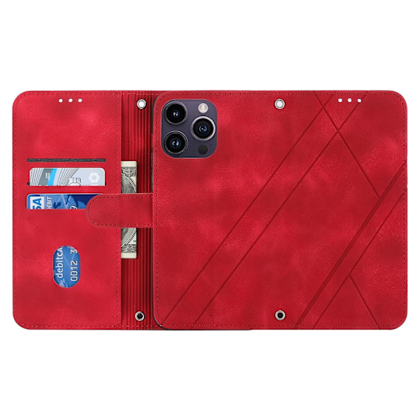 Case med präglat linje för iPhone 15 Pro Red