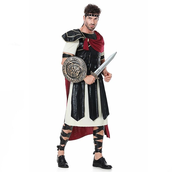 Spartan Warrior set Roman Gladiator Cosplay Halloween Carnival kostym för vuxet barn Adult with knife shield L