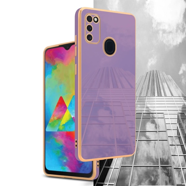 Samsung Galaxy M21 / M30s Hülle Handy Cover TPU- case - med kameraskydd Glossy Purple - Gold Galaxy M21 / M30s