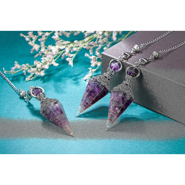 Chakra Crystal Pendel Hexagonal Reiki Healing Crystal Points Ädelsten Dowsing Pendel för spådom Scrying Wicca Amethyst