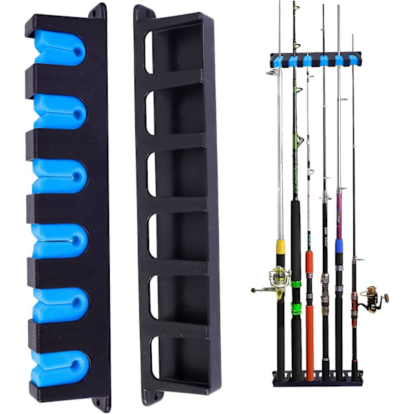 Fiskspöhållare, vertikal horisontell 6-spönshållare Bra fiskespöhållare för garage-1 par Vertical 6 Rod Rack 1 Pair Grey