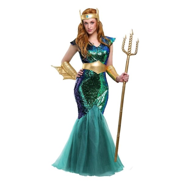 Carnival 2024neptune Sea Mermaid Kostym Män Sexig Poseidon Fancy Dress Halloween Purim Carnival Mardi Gras Outfit Poseidon Costume L
