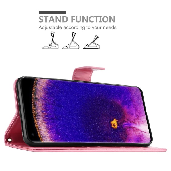 Oppo FIND X5 PRO Cover Case Case - med blommönster och stativfunktion och kortplats FLORAL ROSA FIND X5 PRO