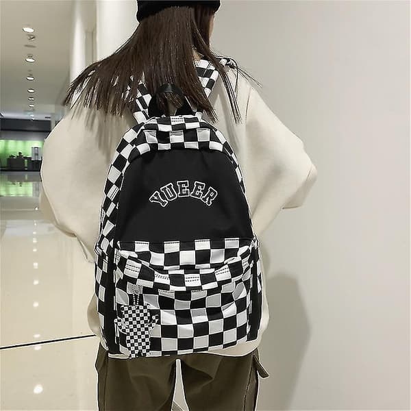 Raw Girls Ins Simple Checkerboard Galler Lättviktsryggsäck
