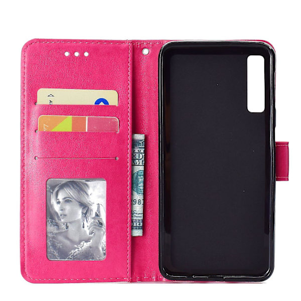 Plånbok med tryckt mandalamönster med flip-back- case för Samsung Galaxy A7/a750-lila Pink