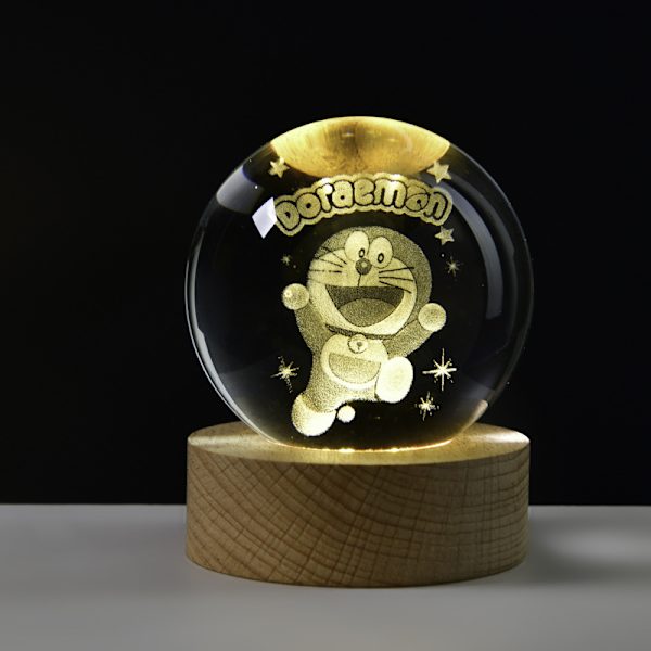 Kreativ kristallkula med inre snidad cirkulär självlysande bas Jingle Cat Crystal ball + base