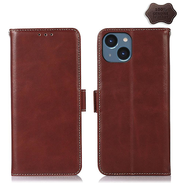 Crazy Horse Case för iPhone 15 Plus Brown