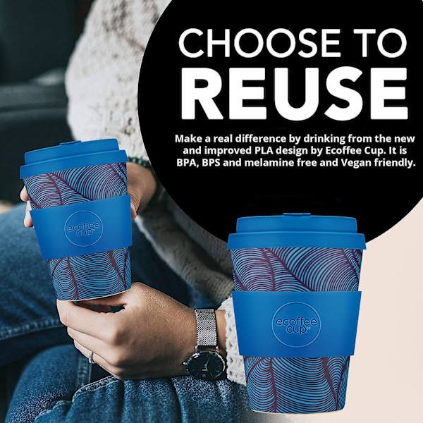 12 oz 350 ml Ecoffee Cup Återanvändbar miljövänlig växtbaserad kaffekopp Dotonbori 12oz/350ml none