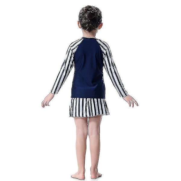Barn Flickor Badkläder Klänning Mu Islamiska Beachwear Burkini Baddräkt Set Navy Blue 9-10 Years