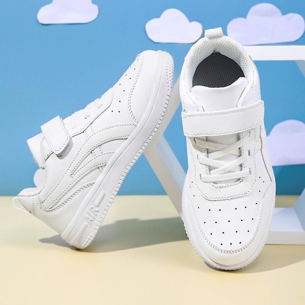 Barn Sneakers Andas Pojkar Flickor Skateboarding Skor Löparskor C003 White 36