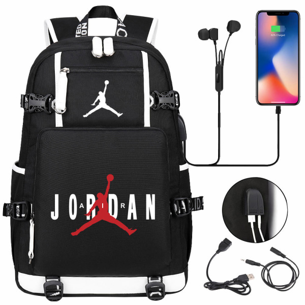 USB-studenters skolväska med stor kapacitet Jordan - svart