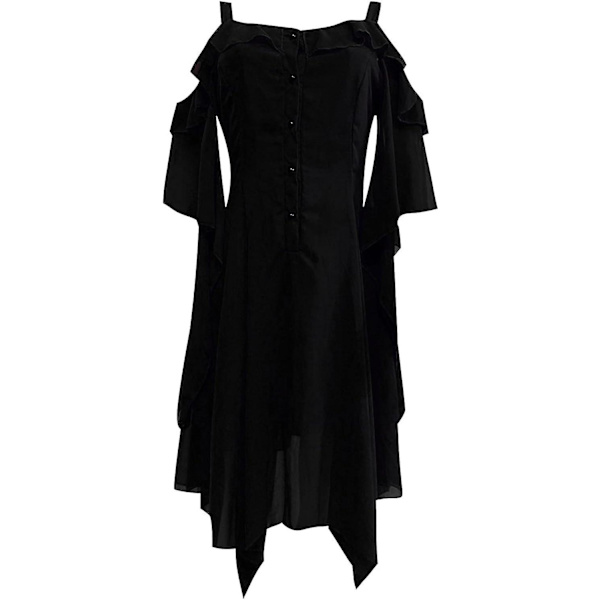 Renaissance Faire Costume Kvinnor Sexig Off Shoulder Fairy Dress Plus Size Goth Steampunk Dress Halloween Gothic Dress Black Small