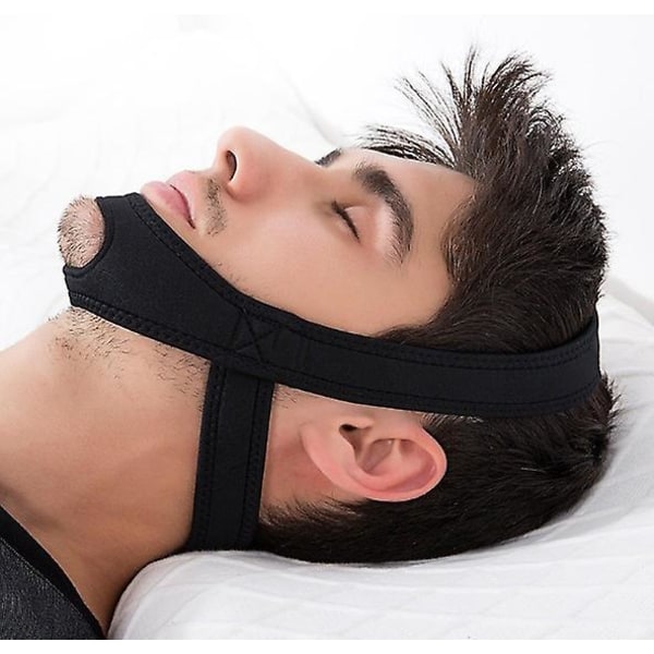 Justerbart Anti Snore Stop Snoring Hakband Bälte för att sova Black