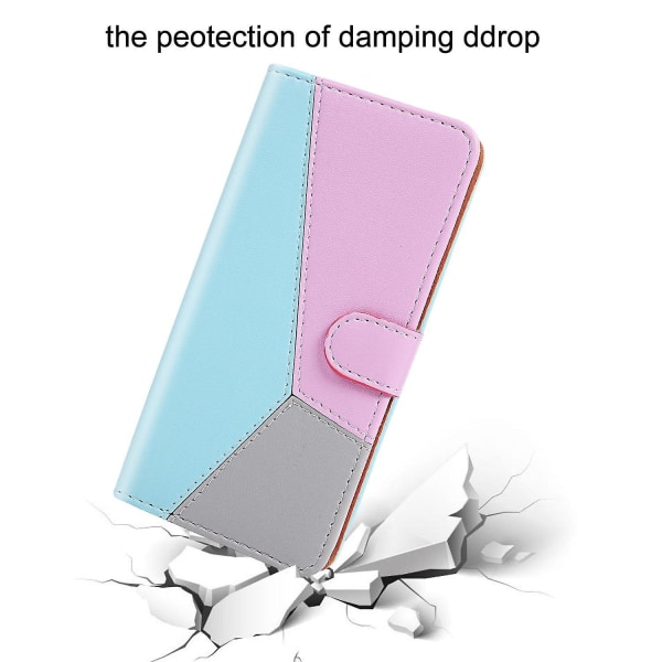 Trefärgat PU- case för iPhone 15 Blue