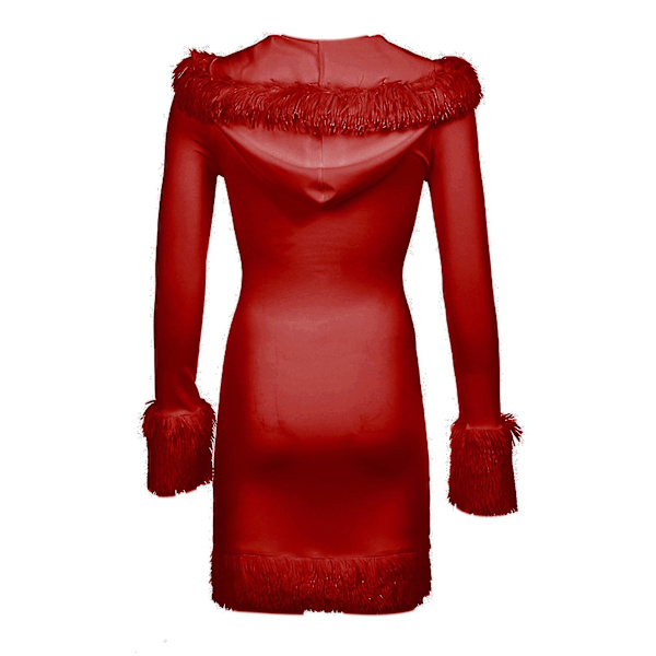 Mrs Santa Claus Kostym för kvinnor Mini Sleeve P Trim Santa Suit Outfit A Red M
