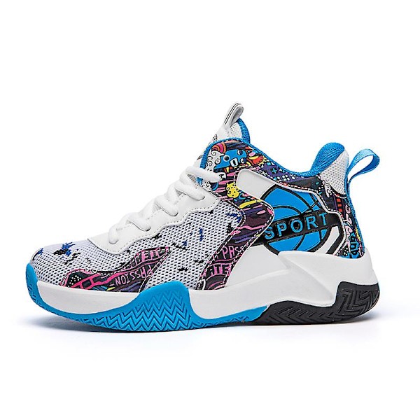 Barn Basketskor Andas Sneakers Trendiga Casual Skor Löparskor Yj025 WhiteBlue 31