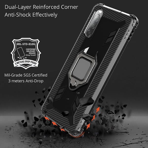 För Sony Xperia 1 Ii case med ringhållare Black