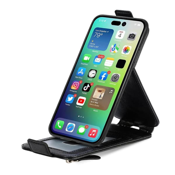 Dragkedja Plånbok Case för iPhone 15 Black