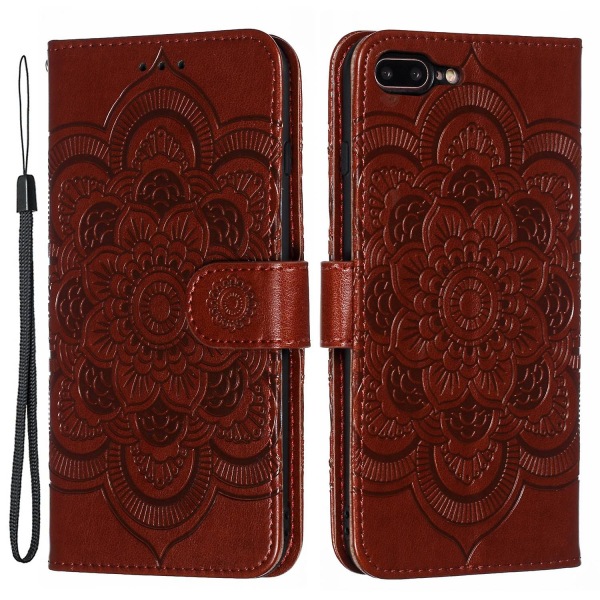 Imprint Mandala Wallet Stand Flip Case med rem för iPhone 8 Plus/7 Plus 5,5 tum null none