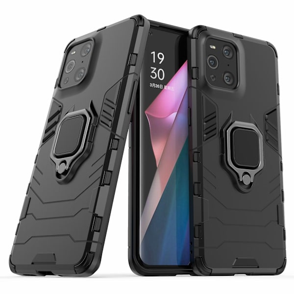 Cool Guard Pc + Tpu Combo Kickstand Hybrid Phone Cover Case för Oppo Find X3/x3 Pro Black