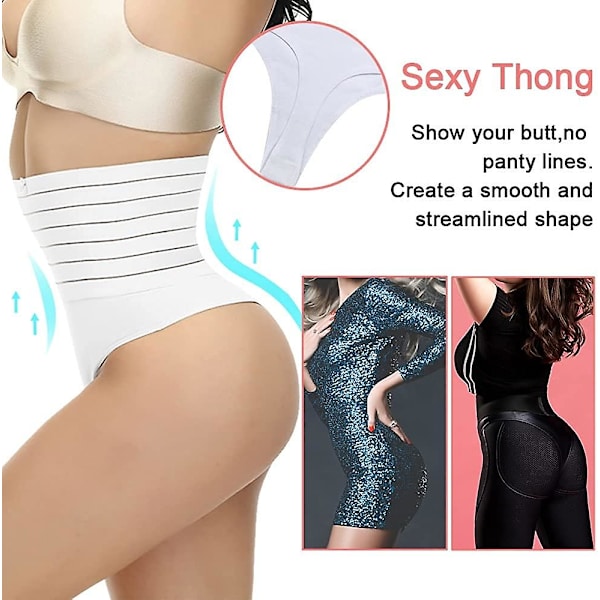 String Gainant Femme Culotte Gainante Thong Gaine Amincissante Taille Haute Trosa Invisible Minceur Ventre Plat Culotte Sculptante Shapewear White M