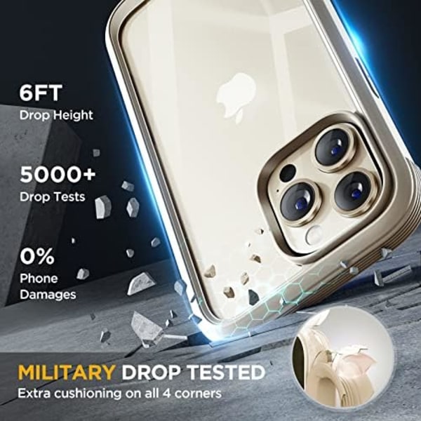 Miracase Glass Series Designad för iPhone 14 Pro Max Case 6,7 tum, [2023 Upgrade] Bumper Case med inbyggd 9H härdat glas Scr Bean Yellow