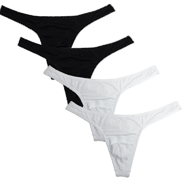 Strängunderkläder för män 4-pack Black White M