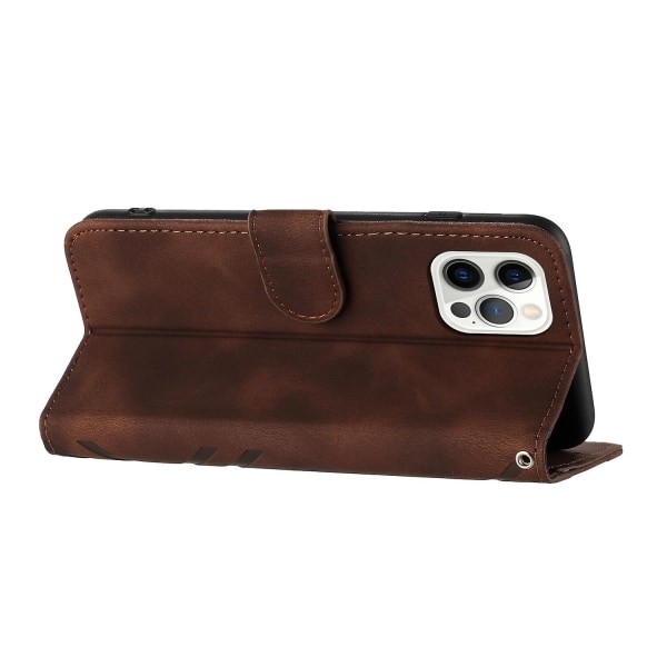 Line Pattern PU case för iPhone 15 Pro Brown