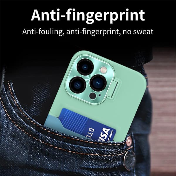 Läderkamera Case För Iphone 15 Pro Max Med Kortplats Stativhållare Dark blue-black