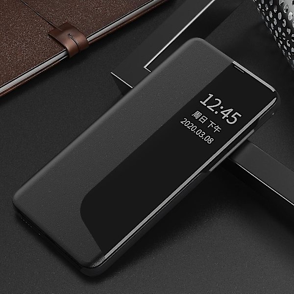 För Huawei P30 Side Display Flip Case Black