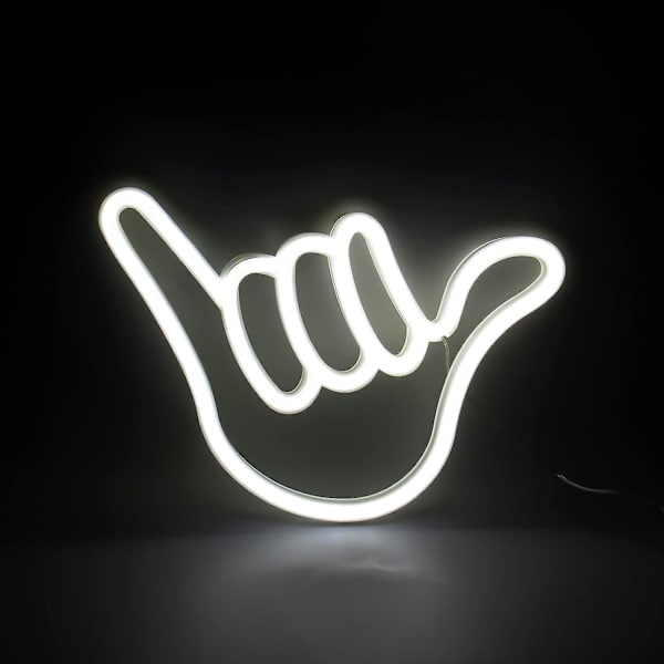 Fingerformade neonskyltar, vita neonskyltar Ljus för väggdekor i sovrummet, USB eller batteri Led Neonljus Väggskyltar, Estetisk rumsdekor för null none