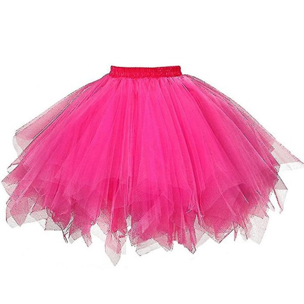 Kvinnors högkvalitativ veckad gasväv kort kjol Vuxen Tutu danskjol Hot pink