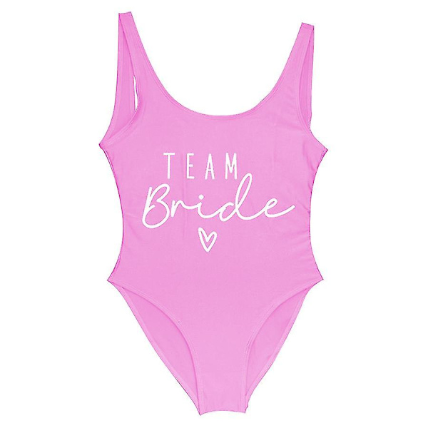 S-3xl Print Team Brud Baddräkt i ett stycke Kvinnor Badkläder Bachelorette Party Baddräkt Sommar Beatchwear Baddräkt pink M