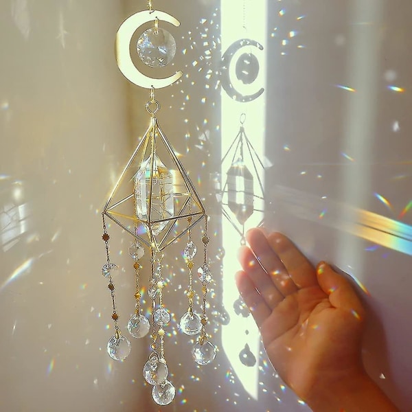 Glas Crystal Suncatcher Prismhänge, klar facetterad kristallkrona hängande prydnad
