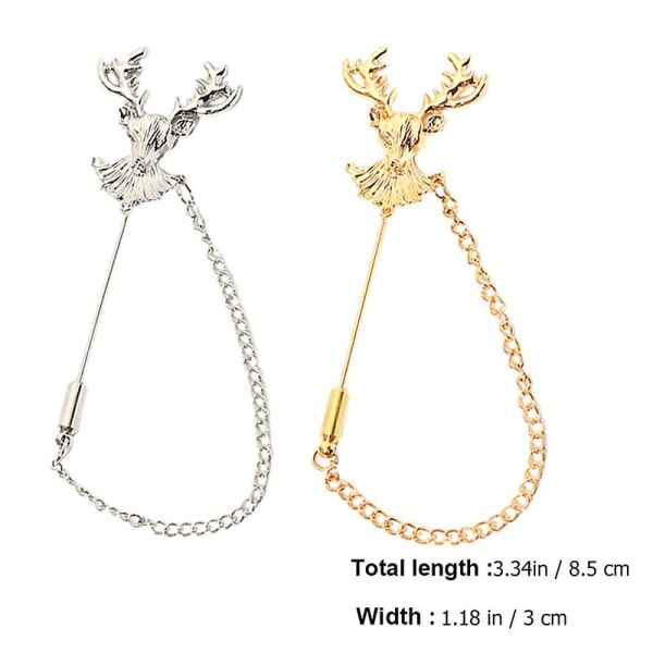2st Julbroscher Dekorativa Älg Corsage Retro Kläder Tillbehör För Dam Golden Silver 8.5X3cm