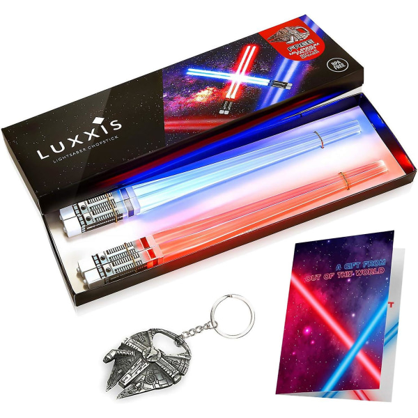 Ljussabel Ätpinnar Light Up Glödande Chop Sticks För Star Wars Set Temafest Kul [2 par rött och blått set] med flasköppnare och