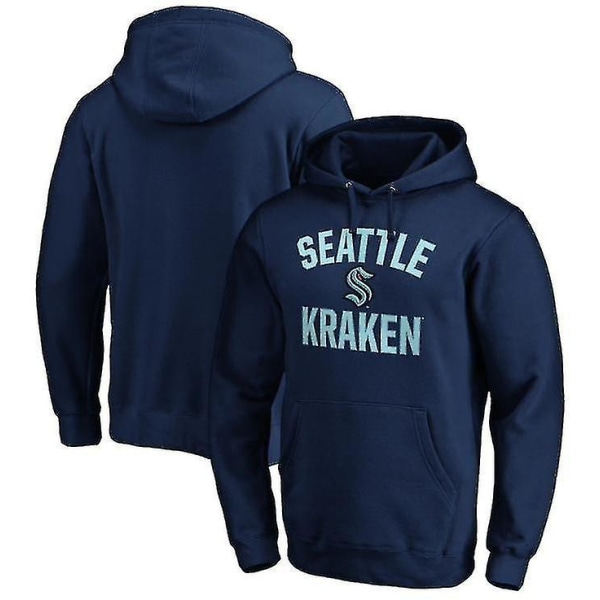 Luvtröja i mjuk fleece herr Seattle Kraken Hockeydräkt Baseballrockar Sporttröja Casual Black A XXXL