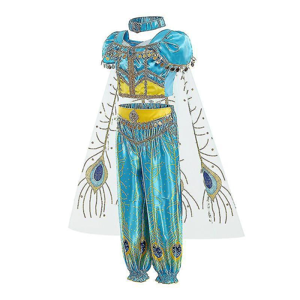 Jasmine Princess Dress Kjol Aladdin Lampa Halloween Cosplay Kostym Barn Flickor Festklänningar Toppbyxor PML22001-only Dress 130cm